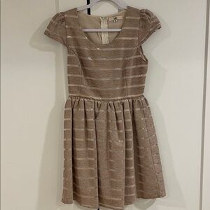 Ya Los Angeles Metallic Beige Striped Dress